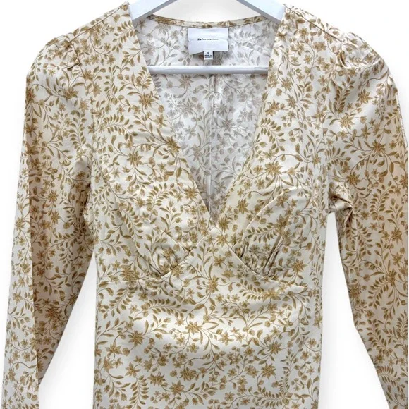 Reformation Cream and Gold Floral Blouse - Picture 7 of 10